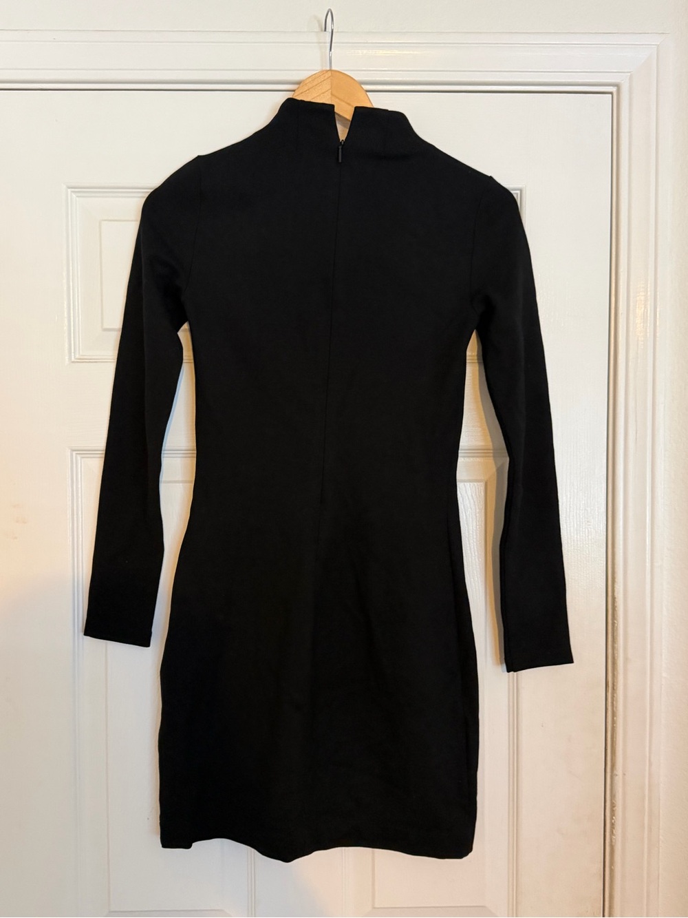Babaton Black Long Sleeve Mini Dress with Mock Neck